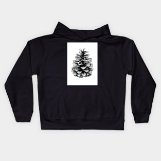 Fir Cone Pen and Ink Drawing Kids Hoodie